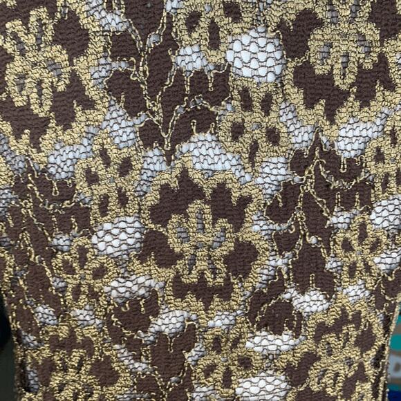 Y2K Ann Ferriday Brown Gold Lace Jacket Faux Fur Collar Victorian Boho Romantic - Picture 10 of 11